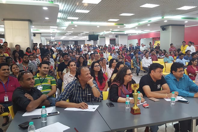 Judges at a Talent Show for Employees